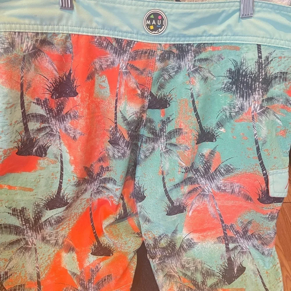 Maui and Sons Men's Stretch Boardshort Swim Trunks Colorful Tropical